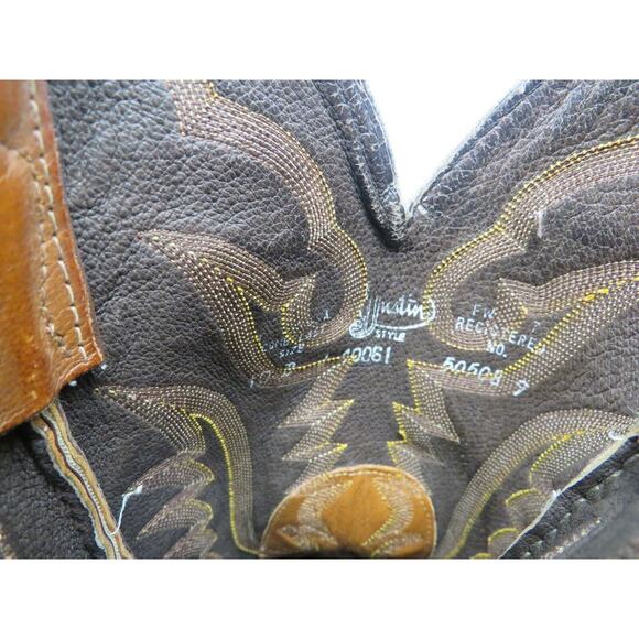 Justin Brown Leather Ostrich Cowboy Western Boots Mens Size 10 D